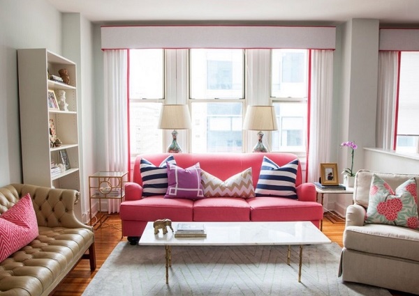 Pink sofa for living room decoration