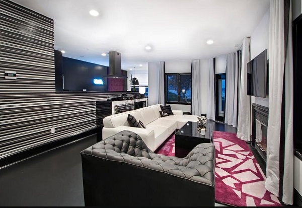 Amazing black living room interior design photo