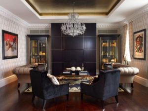 Black gold living room design