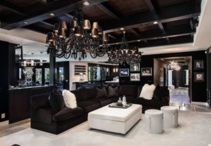 Black living room interior design pictures