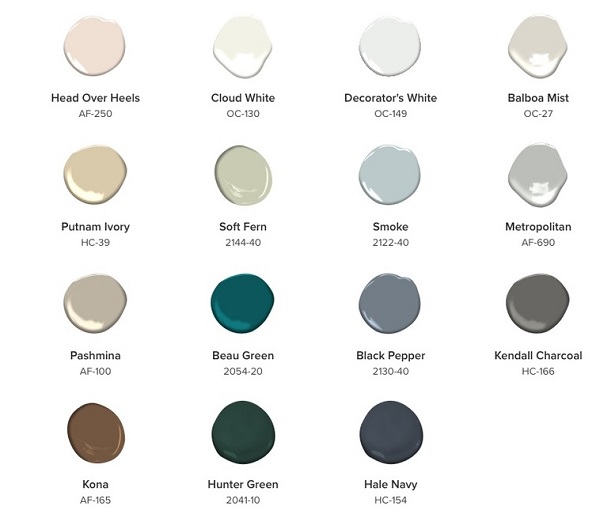 Color Trends 2019 palette from Benjamin Moore