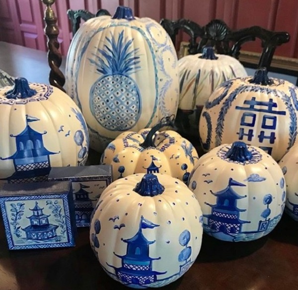 Pumpkins in chinoiserie print and art work