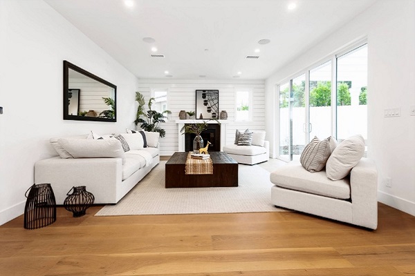 White living room interior design by homedecorbuzz.