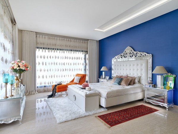 Blue wall for home bedroom interior design