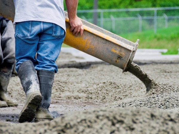 Concrete contractor working