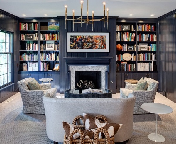 Library in living room