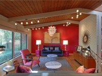 Hot red living room design photo Hot red living room design photo